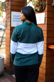 CA Ladies Supporters Jersey L/S | Green/White Block