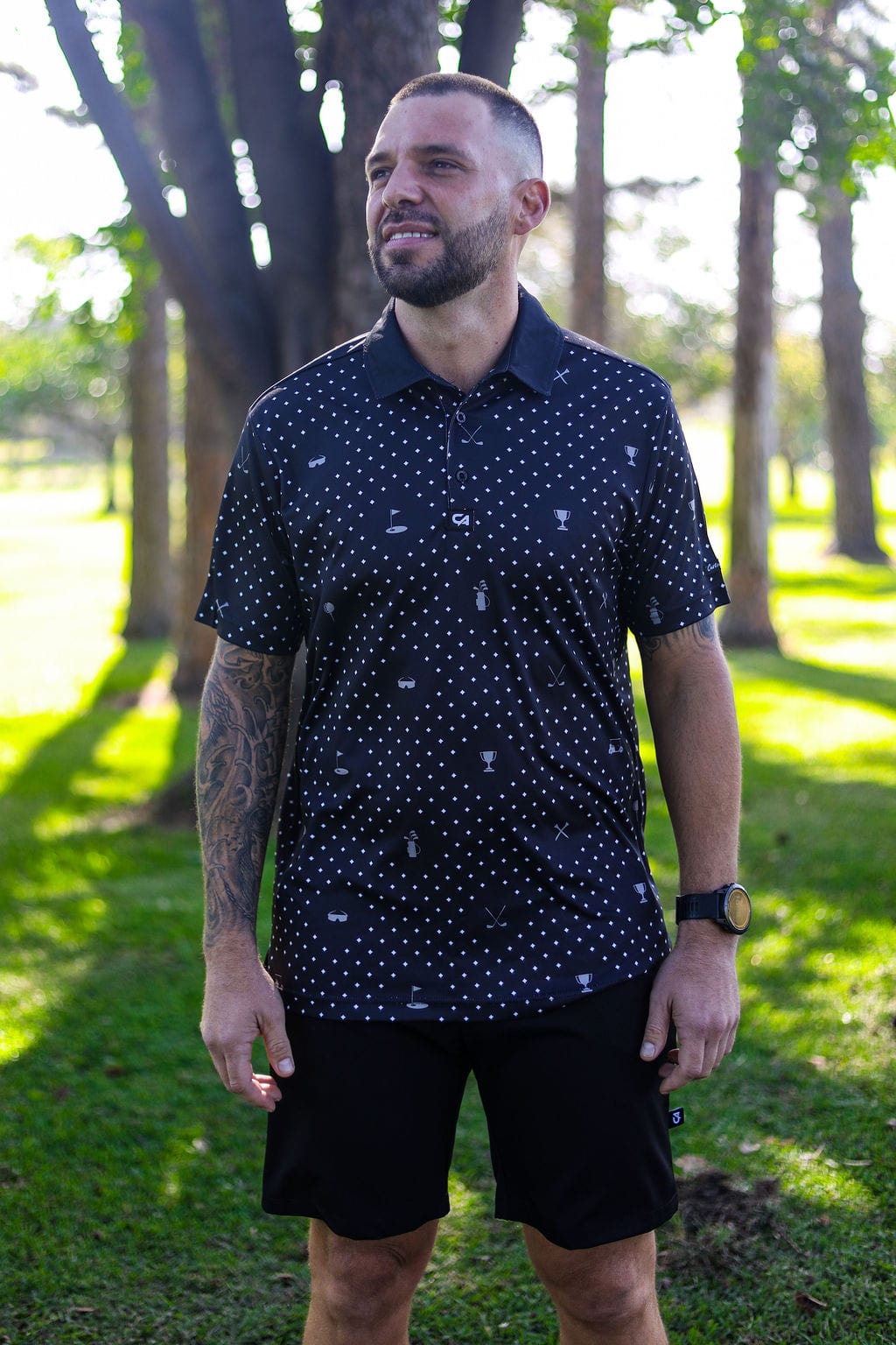 CA Statement Golf Shirt | Black & White