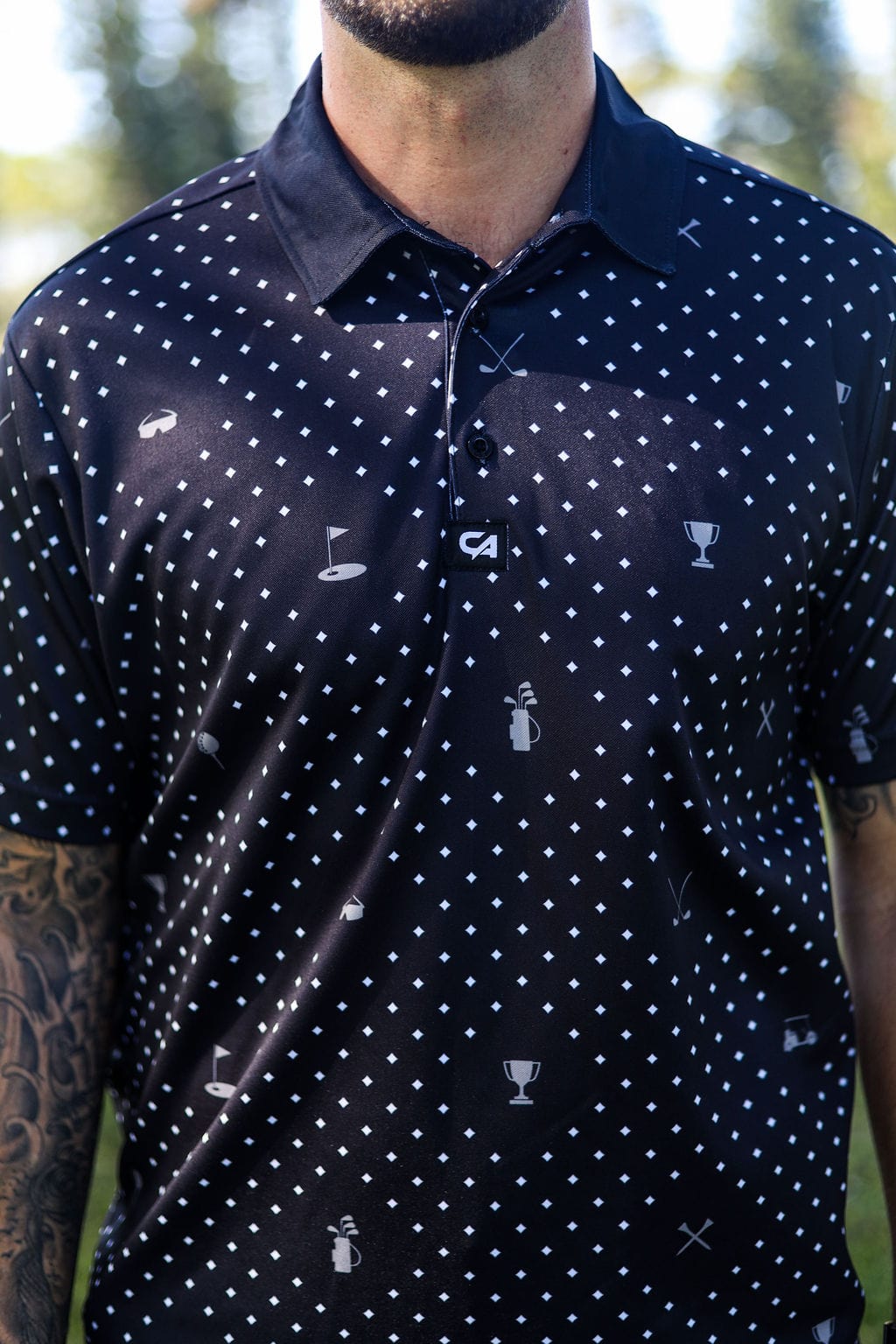 CA Statement Golf Shirt | Black & White