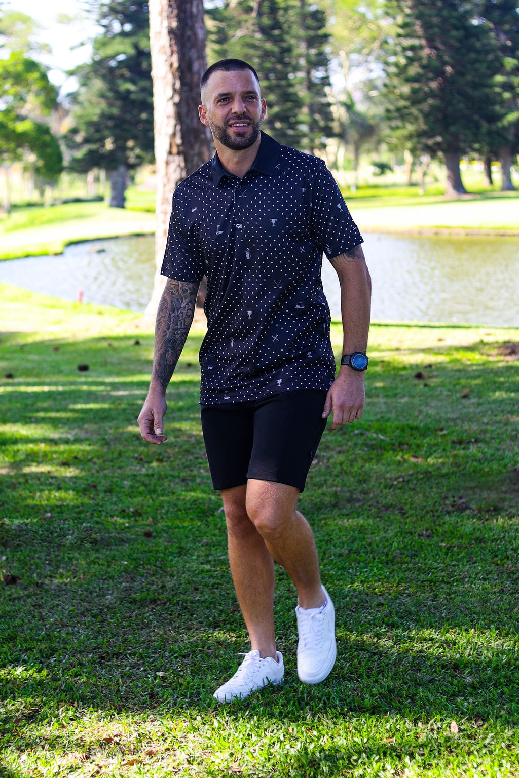 CA Statement Golf Shirt | Black & White