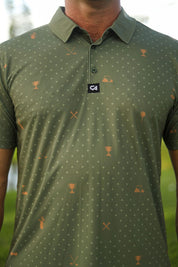 CA Statement Golf Shirt | Olive & Gold