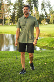 CA Statement Golf Shirt | Olive & Gold