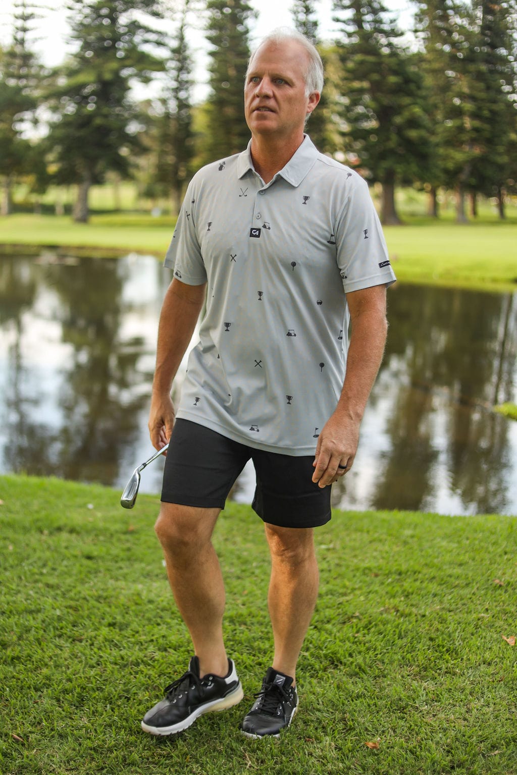 CA Statement Golf Shirt | Grey & Charcoal