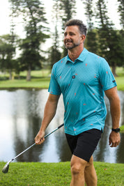 CA Statement Golf Shirt | Teal & Orange