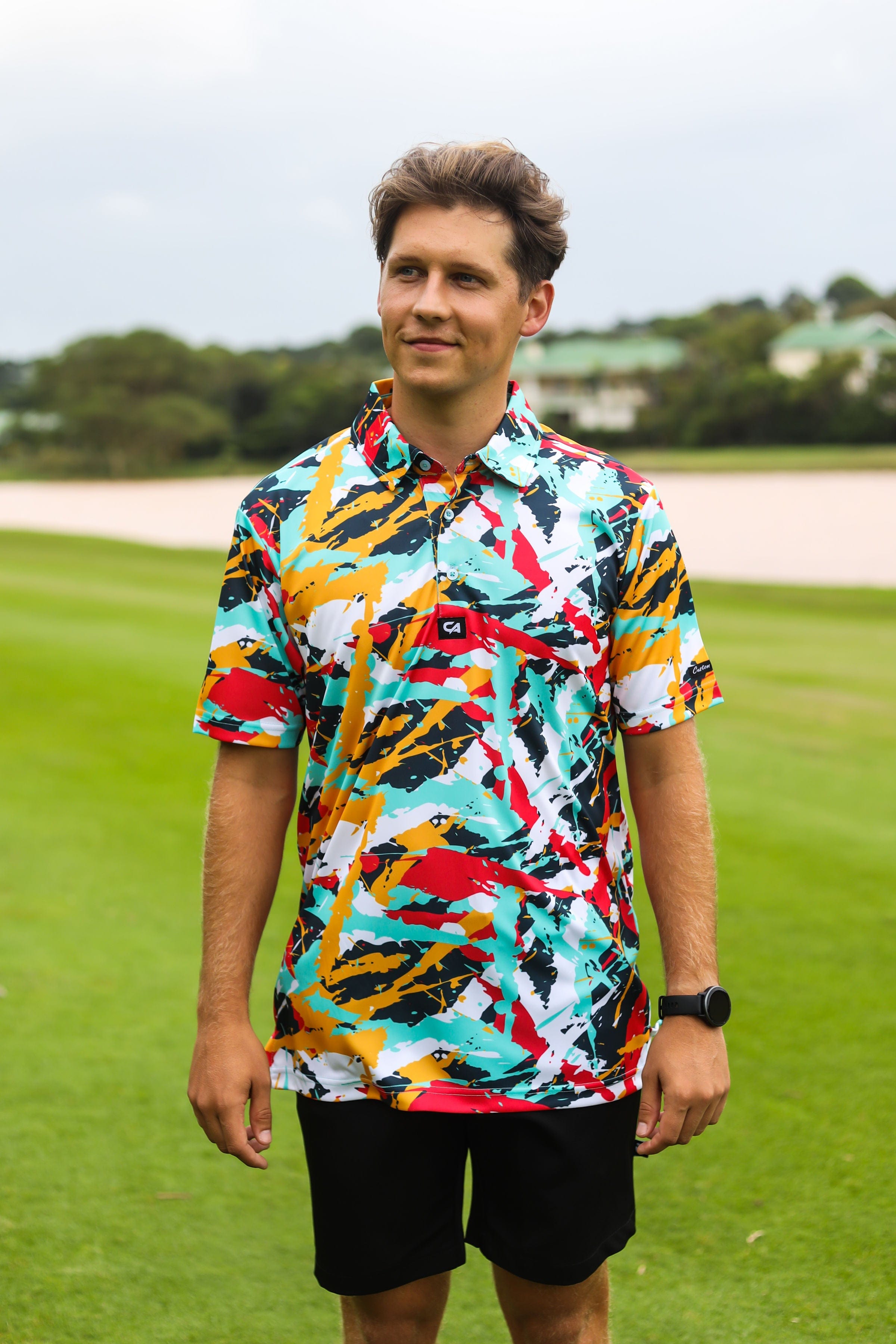 CA Funky Golf Shirt | Splashes & Smudges