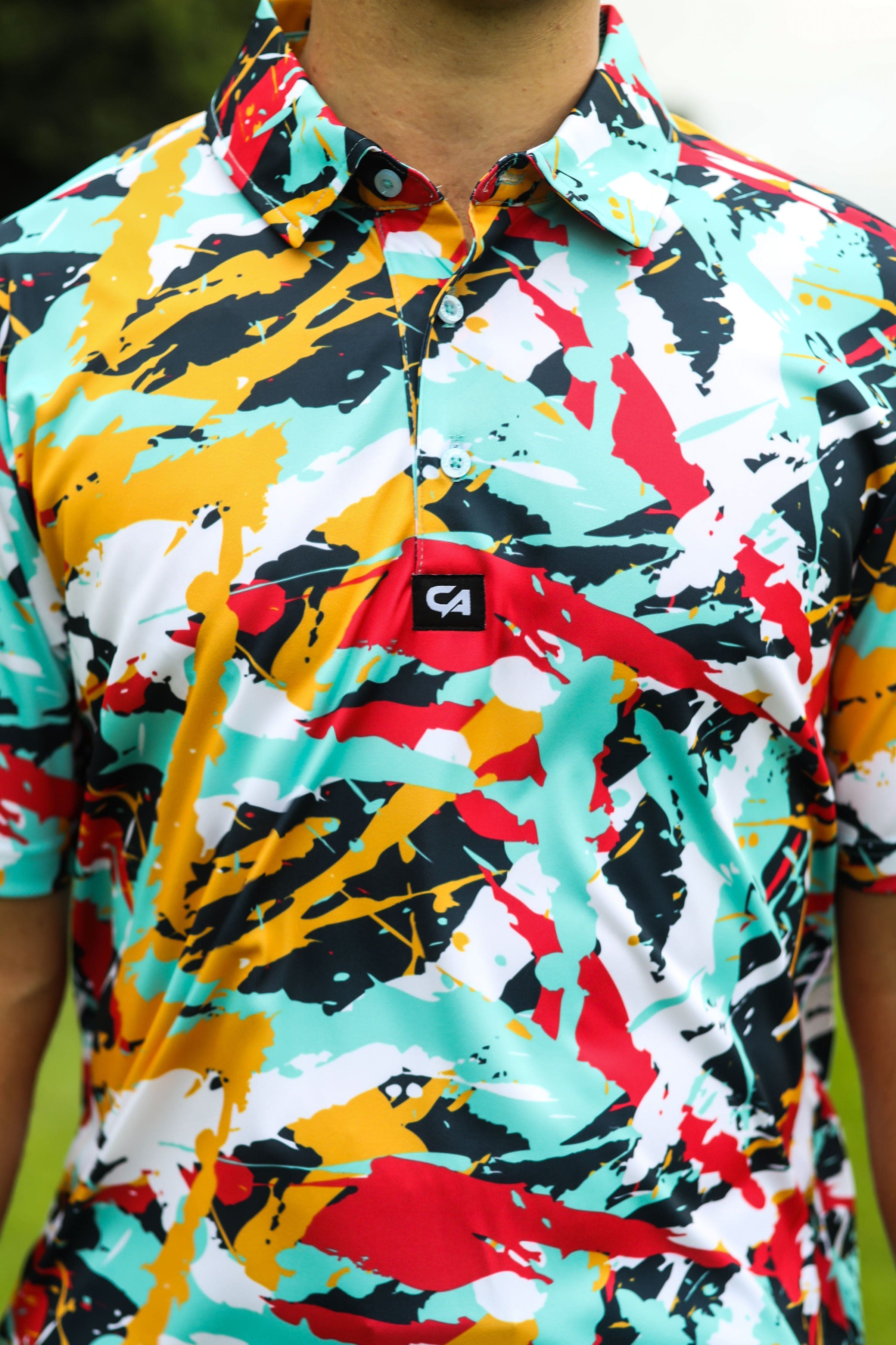 CA Funky Golf Shirt | Splashes & Smudges