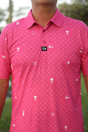 CA Statement Golf Shirt | Pink & White