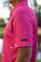 CA Statement Golf Shirt | Pink & White
