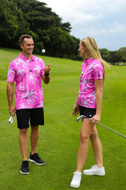 CA Funky Golf Shirt | Pink Tropics