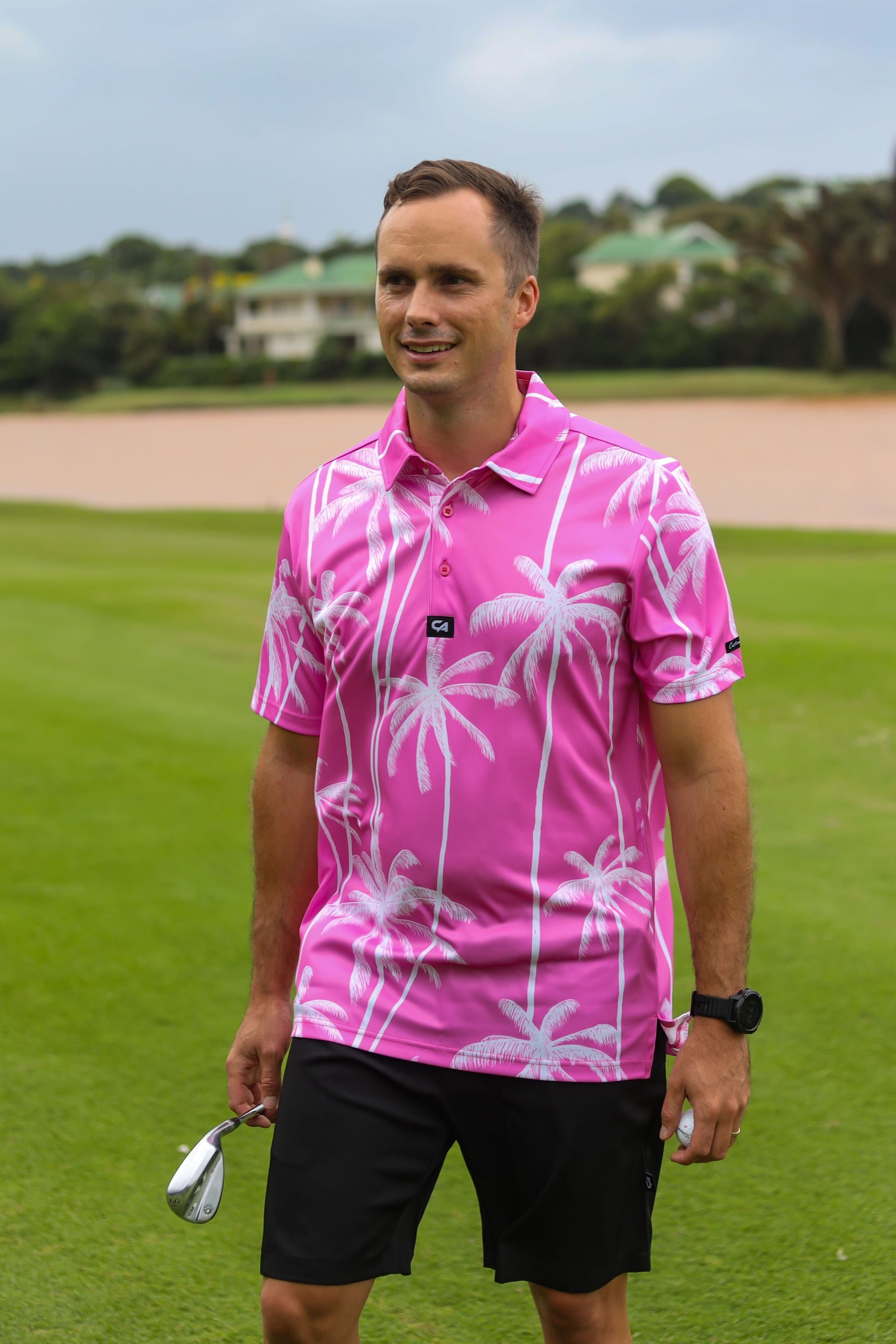 CA Funky Golf Shirt | Pink Tropics