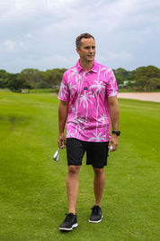 CA Funky Golf Shirt | Pink Tropics