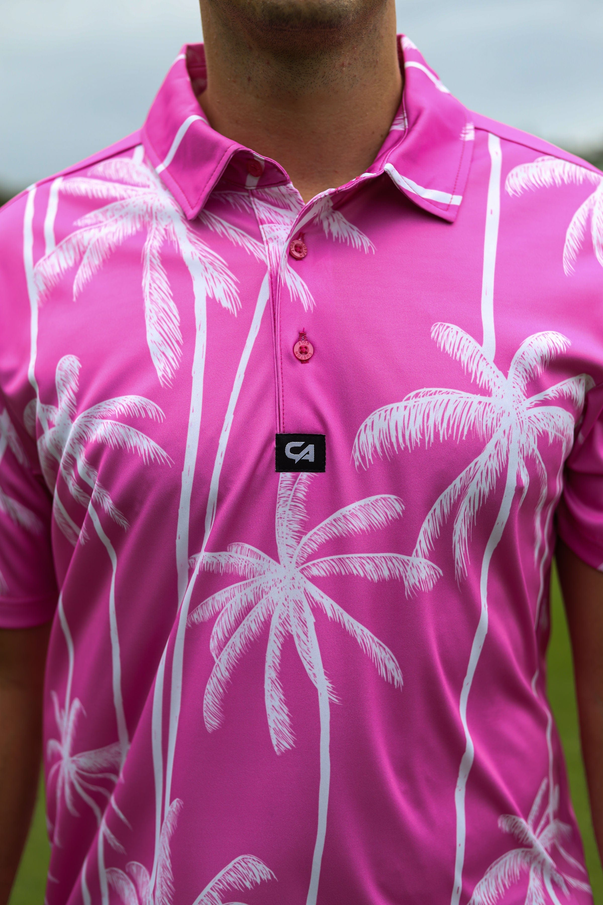 CA Funky Golf Shirt | Pink Tropics