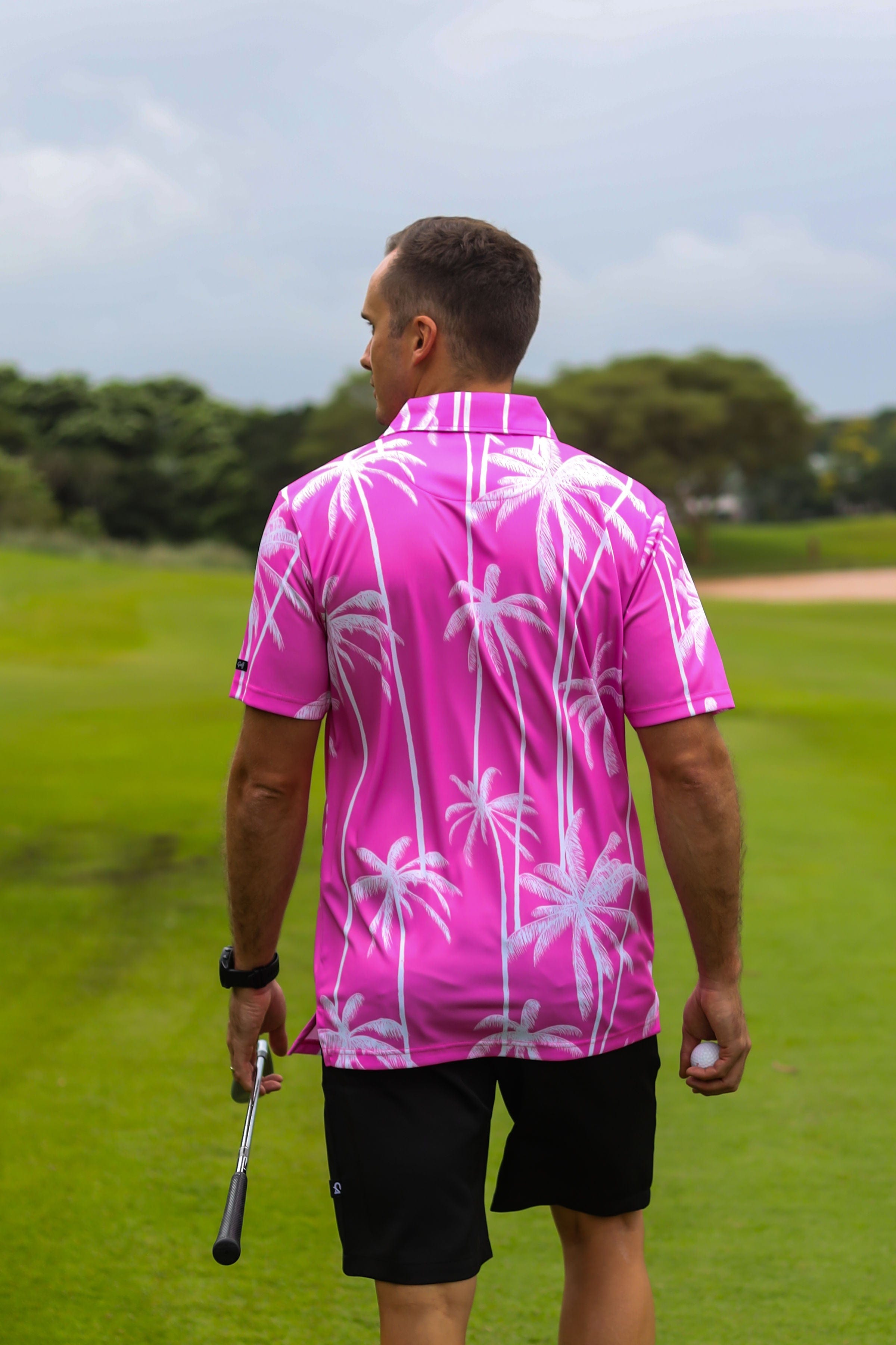 CA Funky Golf Shirt | Pink Tropics