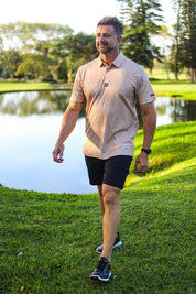 CA Statement Golf Shirt | Brown & Blue
