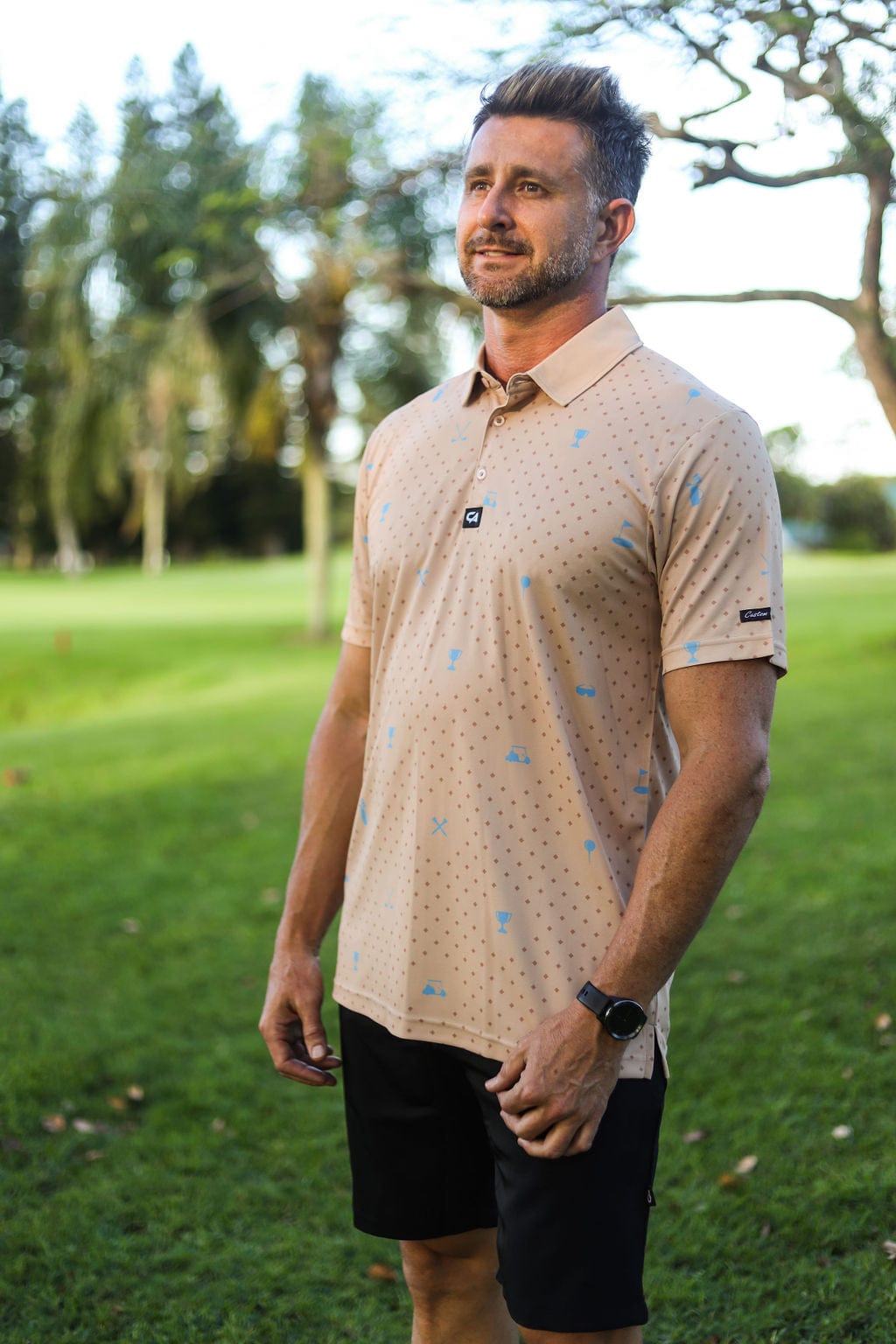 CA Statement Golf Shirt | Brown & Blue