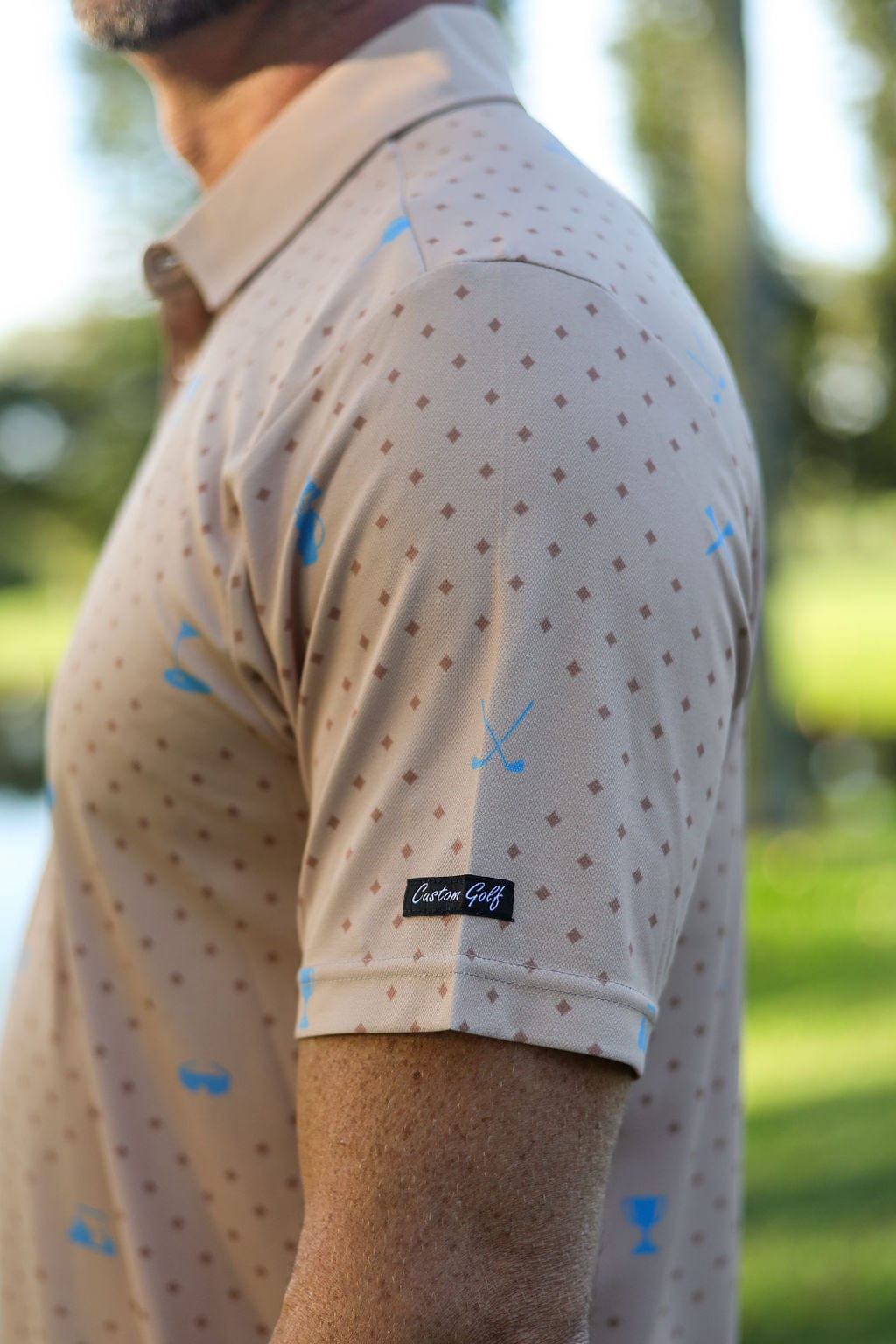 CA Statement Golf Shirt | Brown & Blue