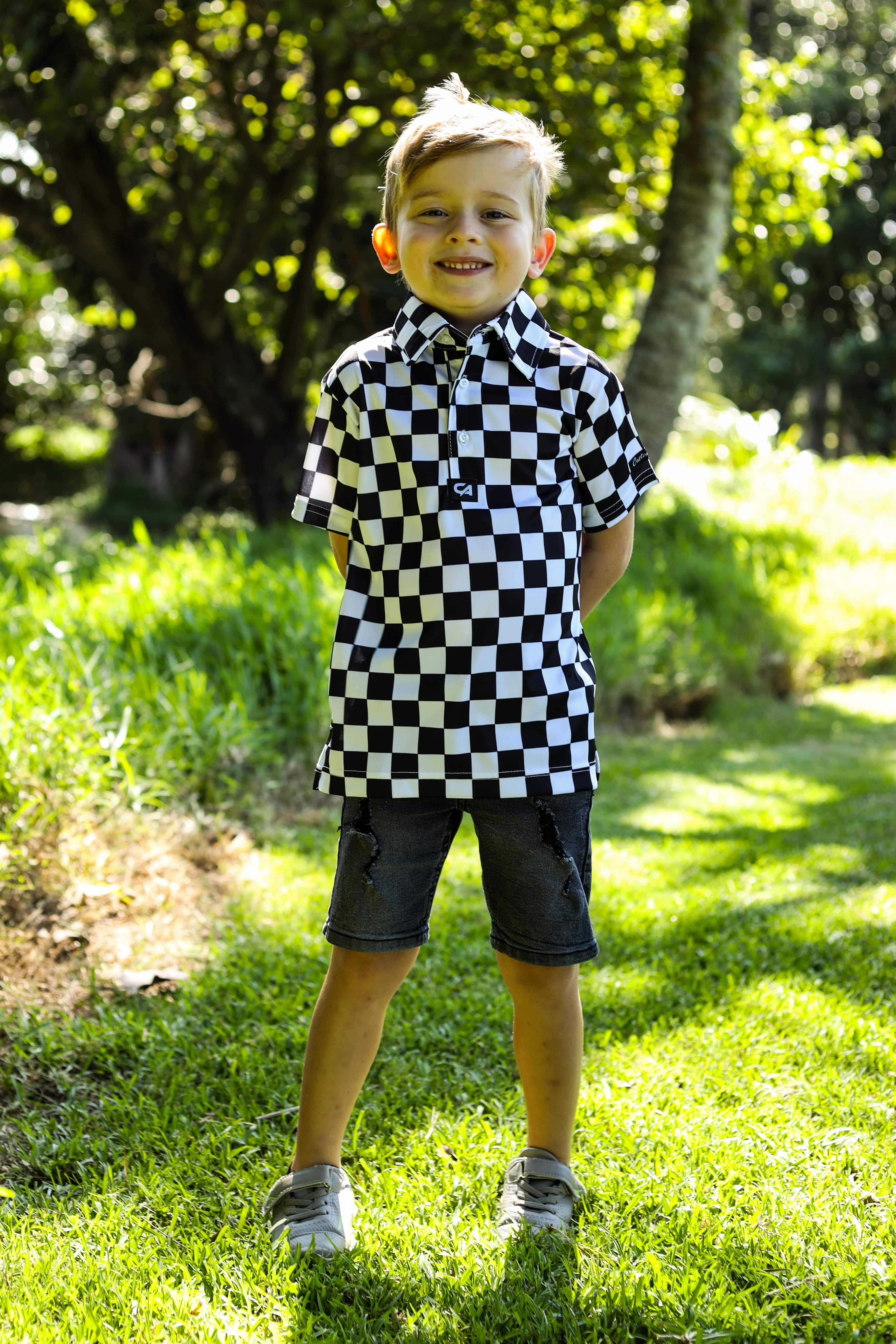 CA JNR Funky Golf Shirt | Checkmate
