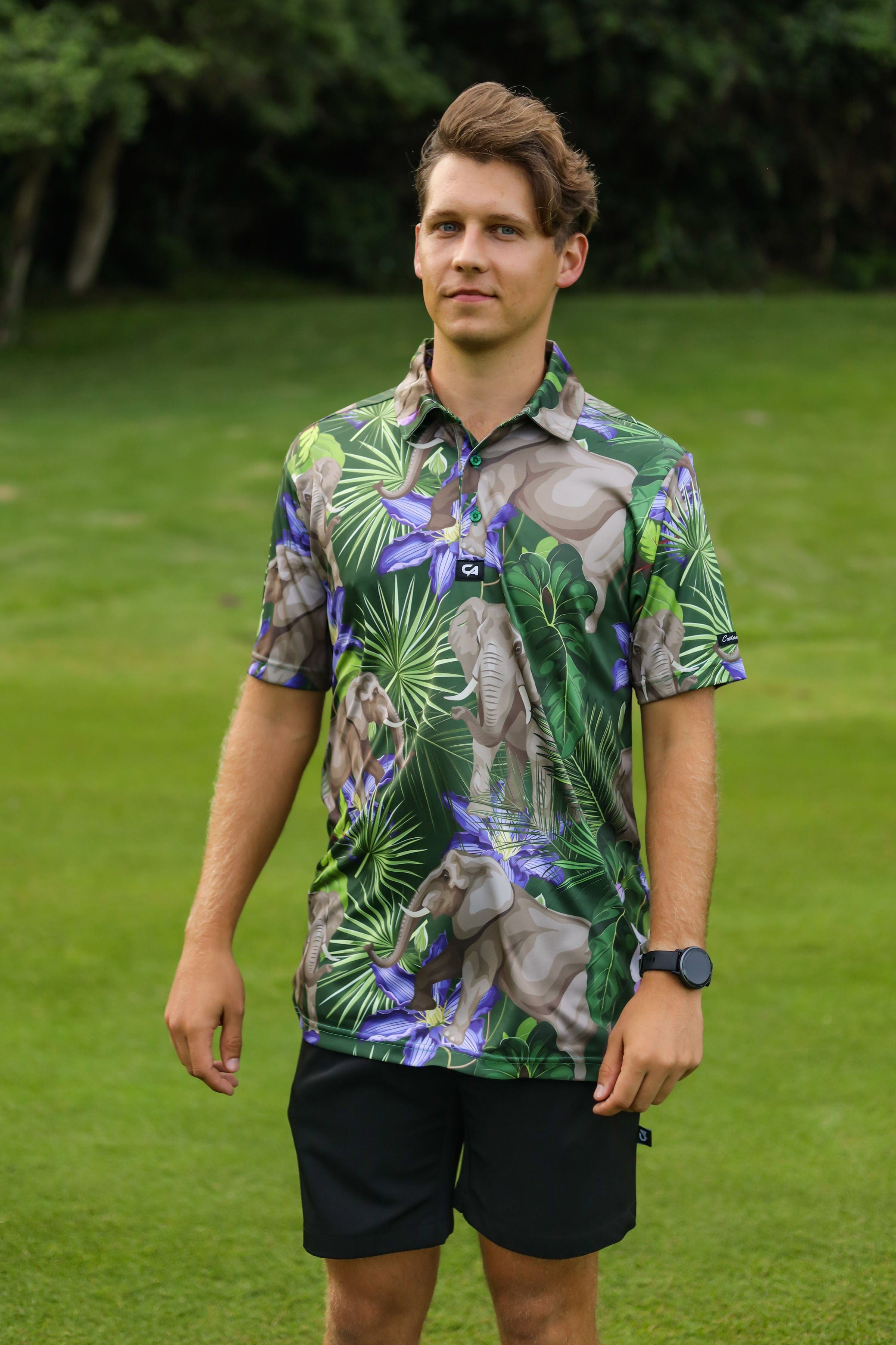 CA Funky Golf Shirt | African Elephants
