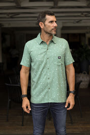 CA Mens Button-Up | Olive Aces
