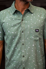 CA Mens Button-Up | Olive Aces