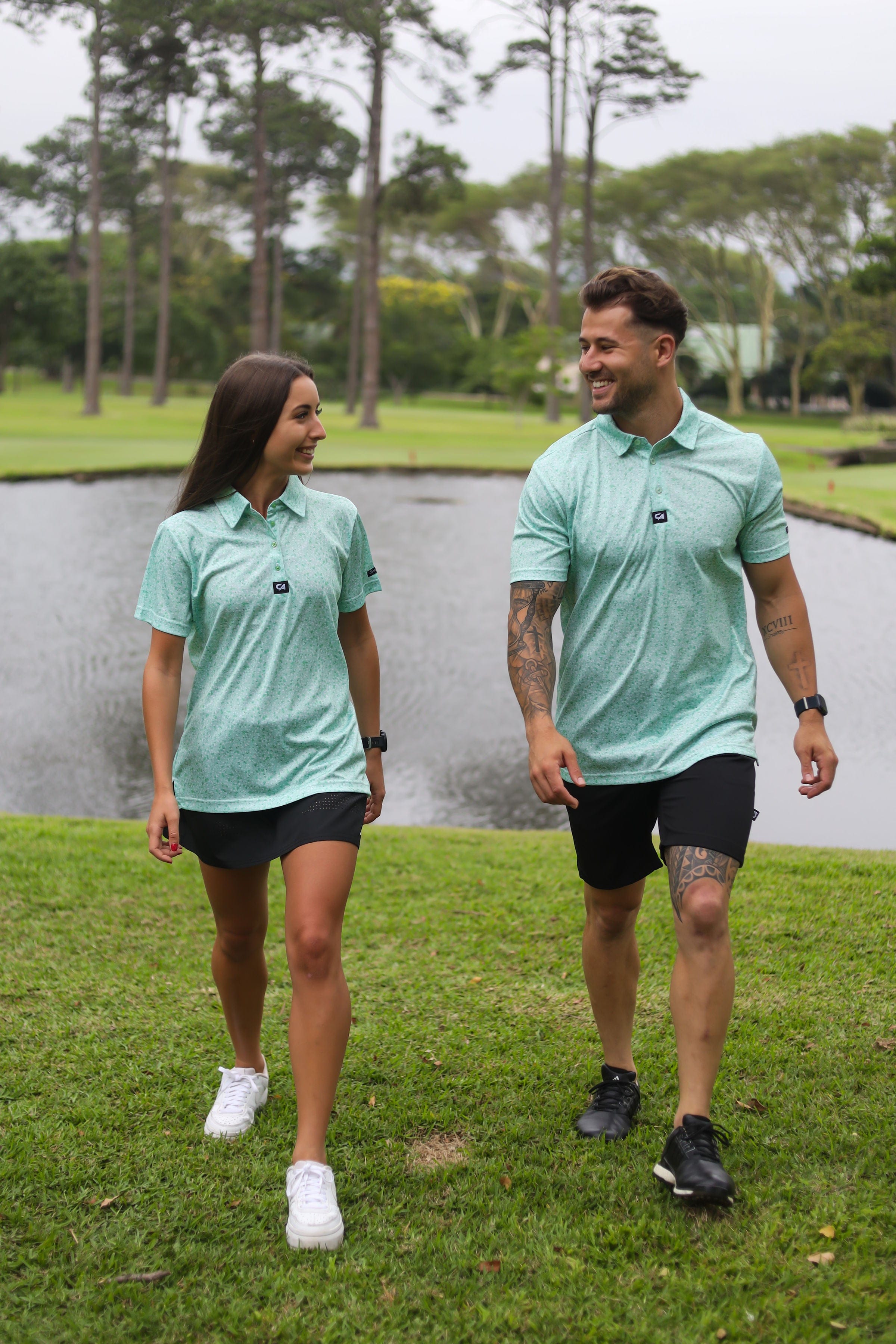 CA Funky Golf Shirt | Green Splatter