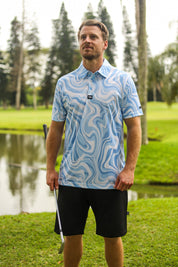 CA Funky Golf Shirt | Marble Ocean