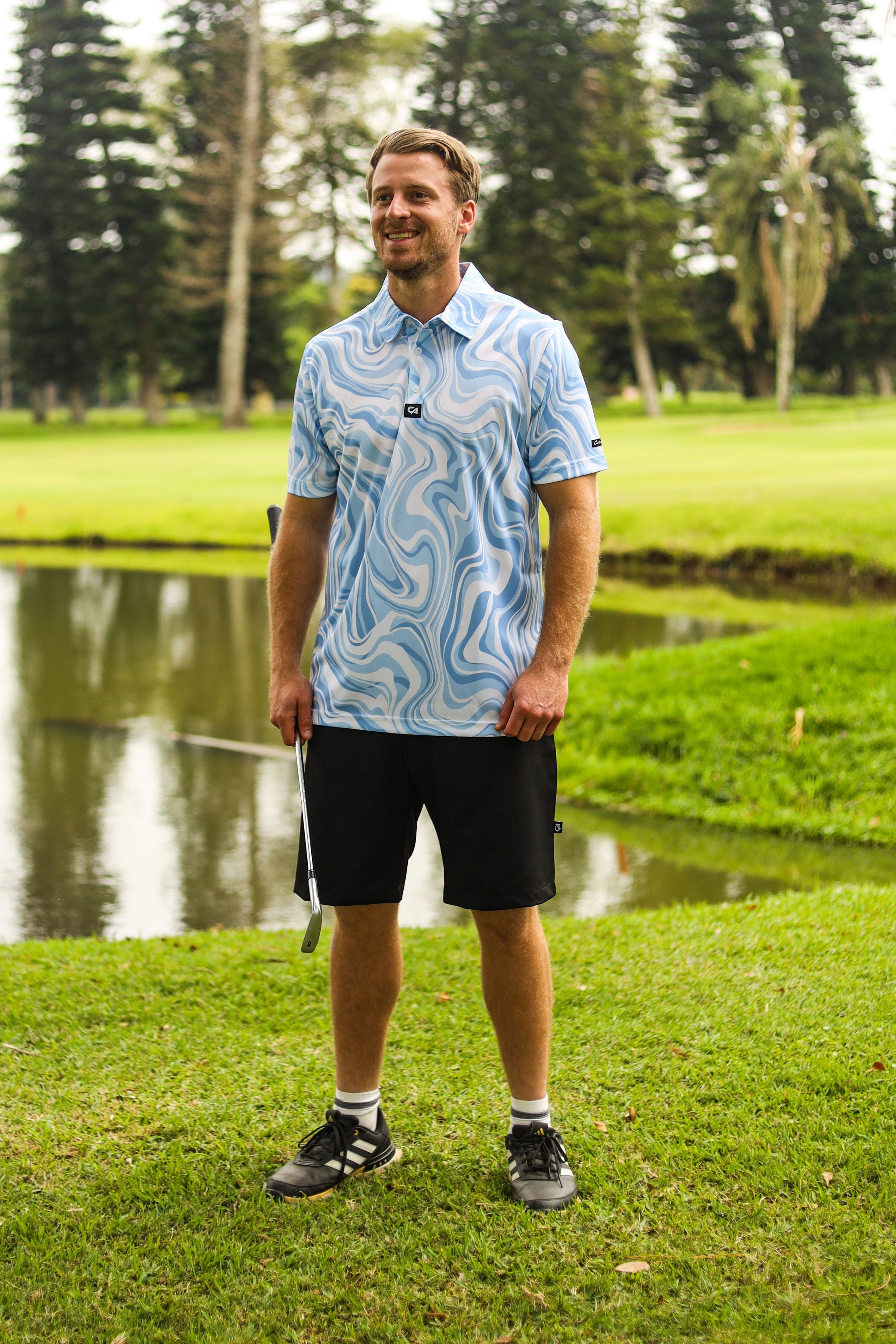 CA Funky Golf Shirt | Marble Ocean