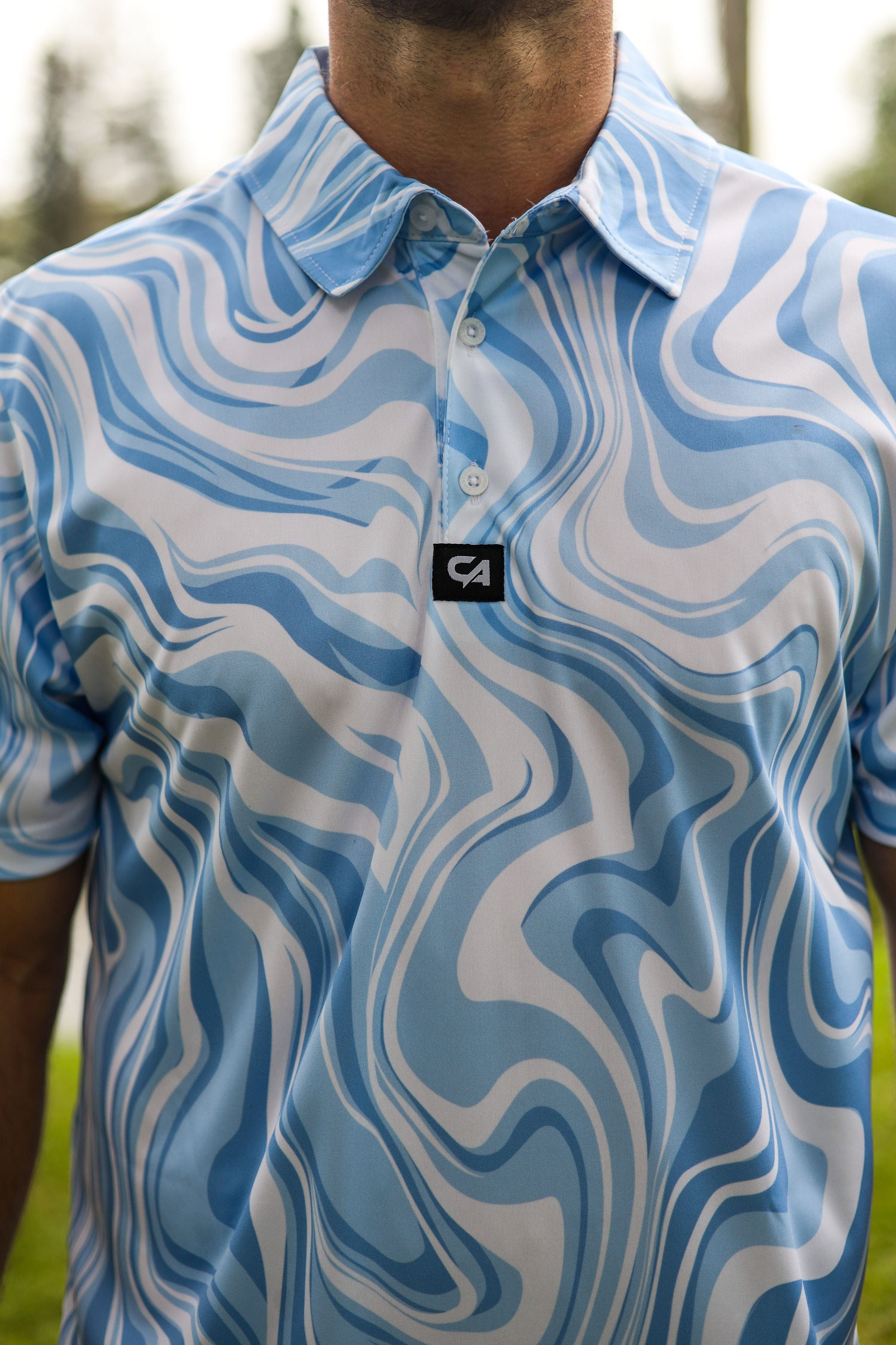 CA Funky Golf Shirt | Marble Ocean