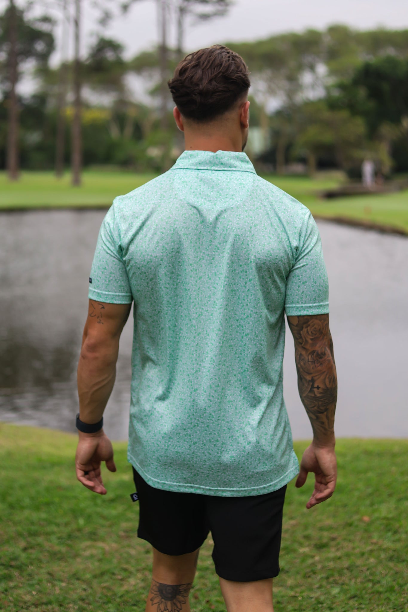 CA Funky Golf Shirt | Green Splatter