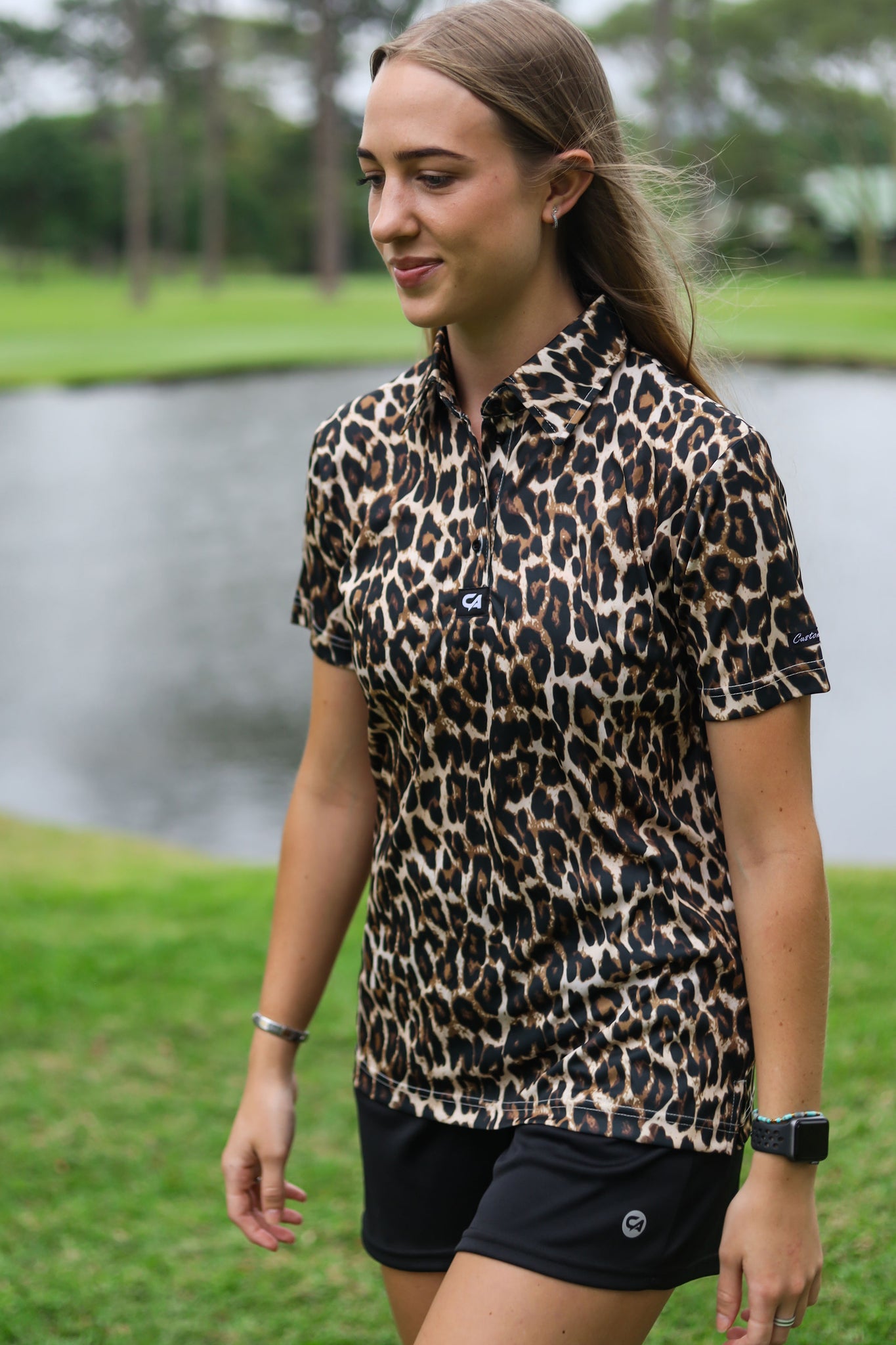 CA Ladies Funky Golf Shirt | Leopard Print