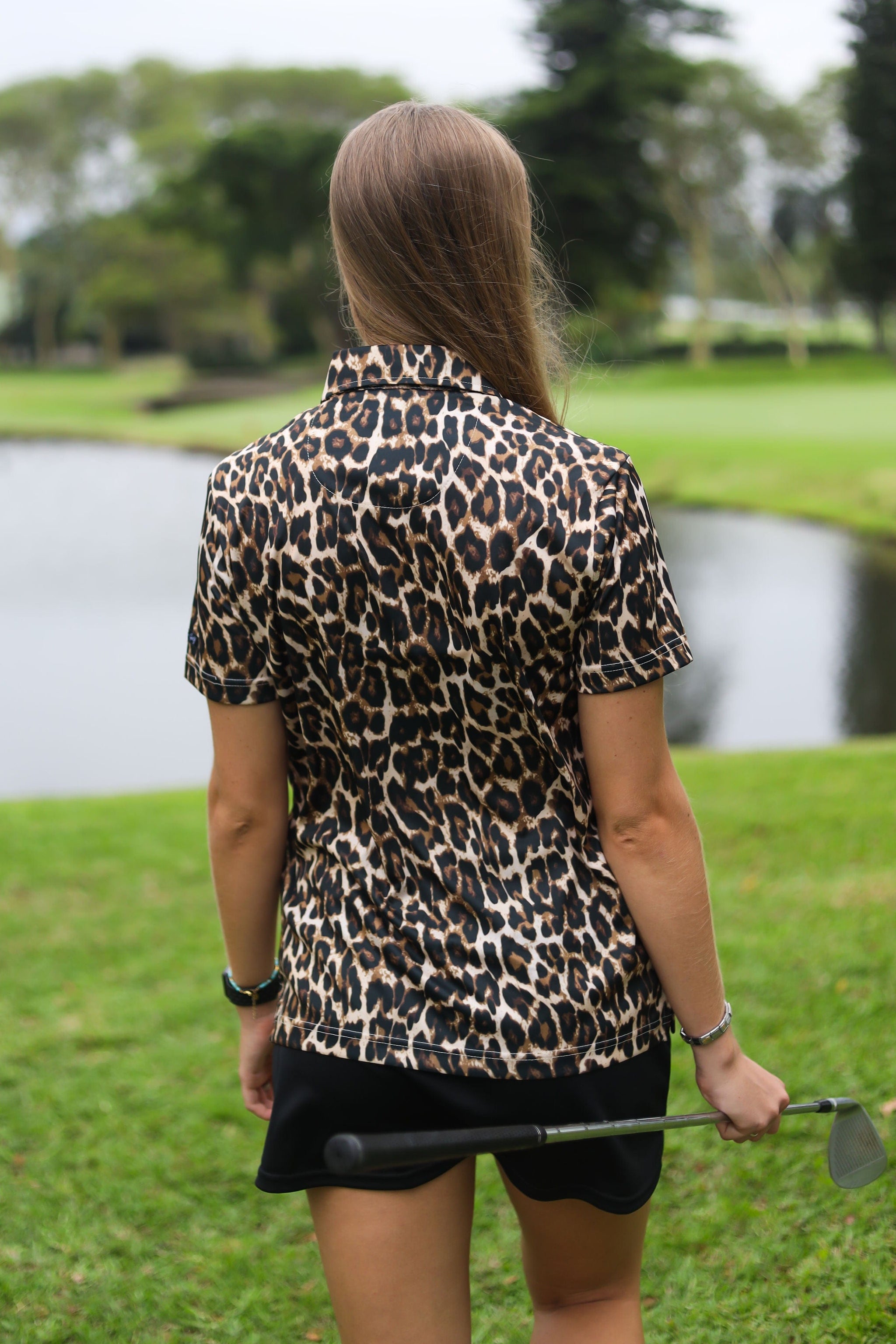 CA Ladies Funky Golf Shirt Leopard Print