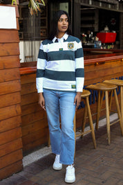 CA Ladies Supporters Jersey L/S | White/Green Stripe