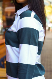 CA Ladies Supporters Jersey L/S | White/Green Stripe