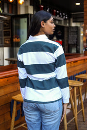 CA Ladies Supporters Jersey L/S | White/Green Stripe