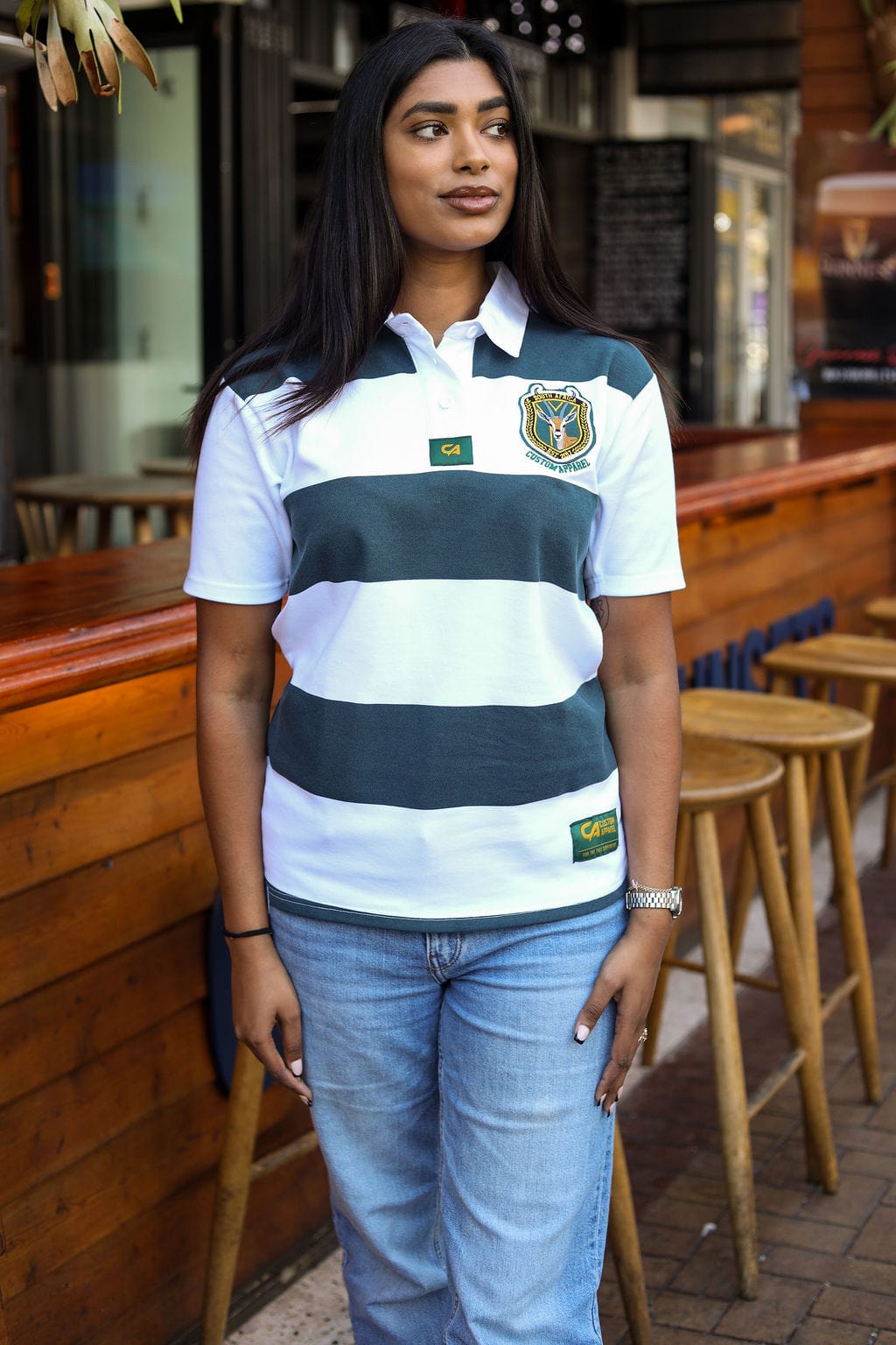 CA Ladies Supporters Jersey S/S | White/Green Stripe