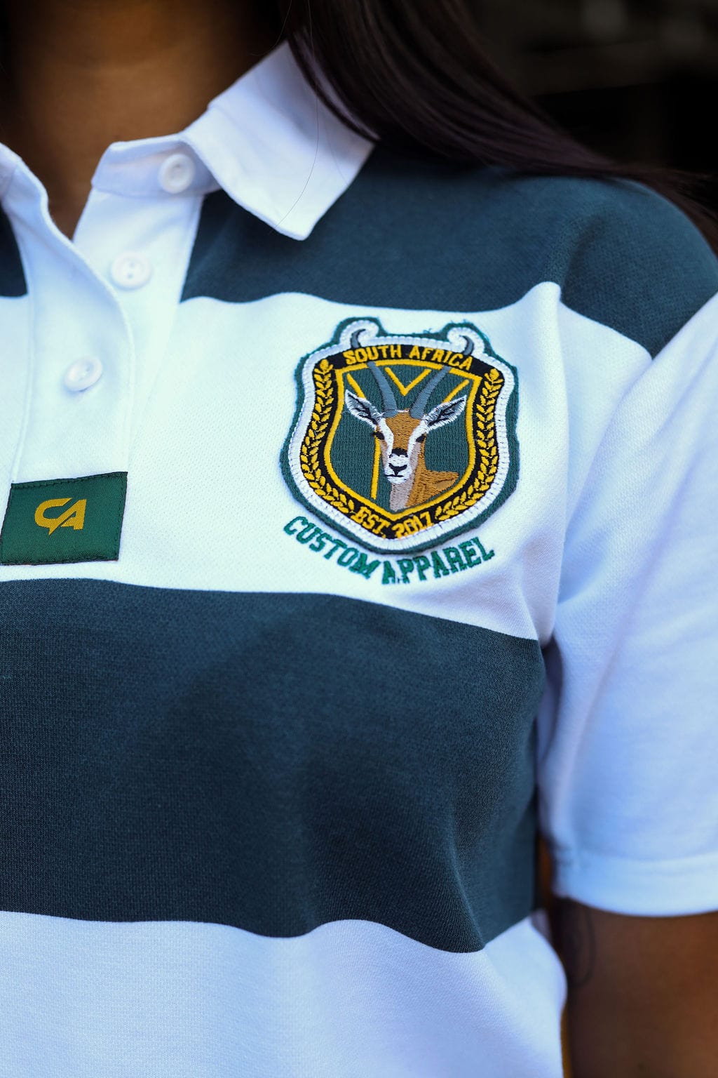 CA Ladies Supporters Jersey S/S | White/Green Stripe