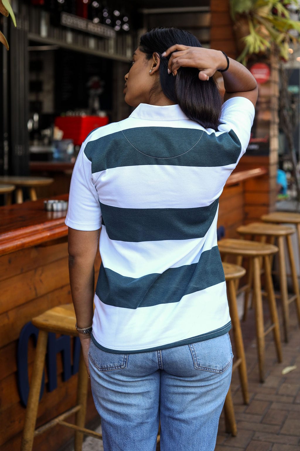 CA Ladies Supporters Jersey S/S | White/Green Stripe
