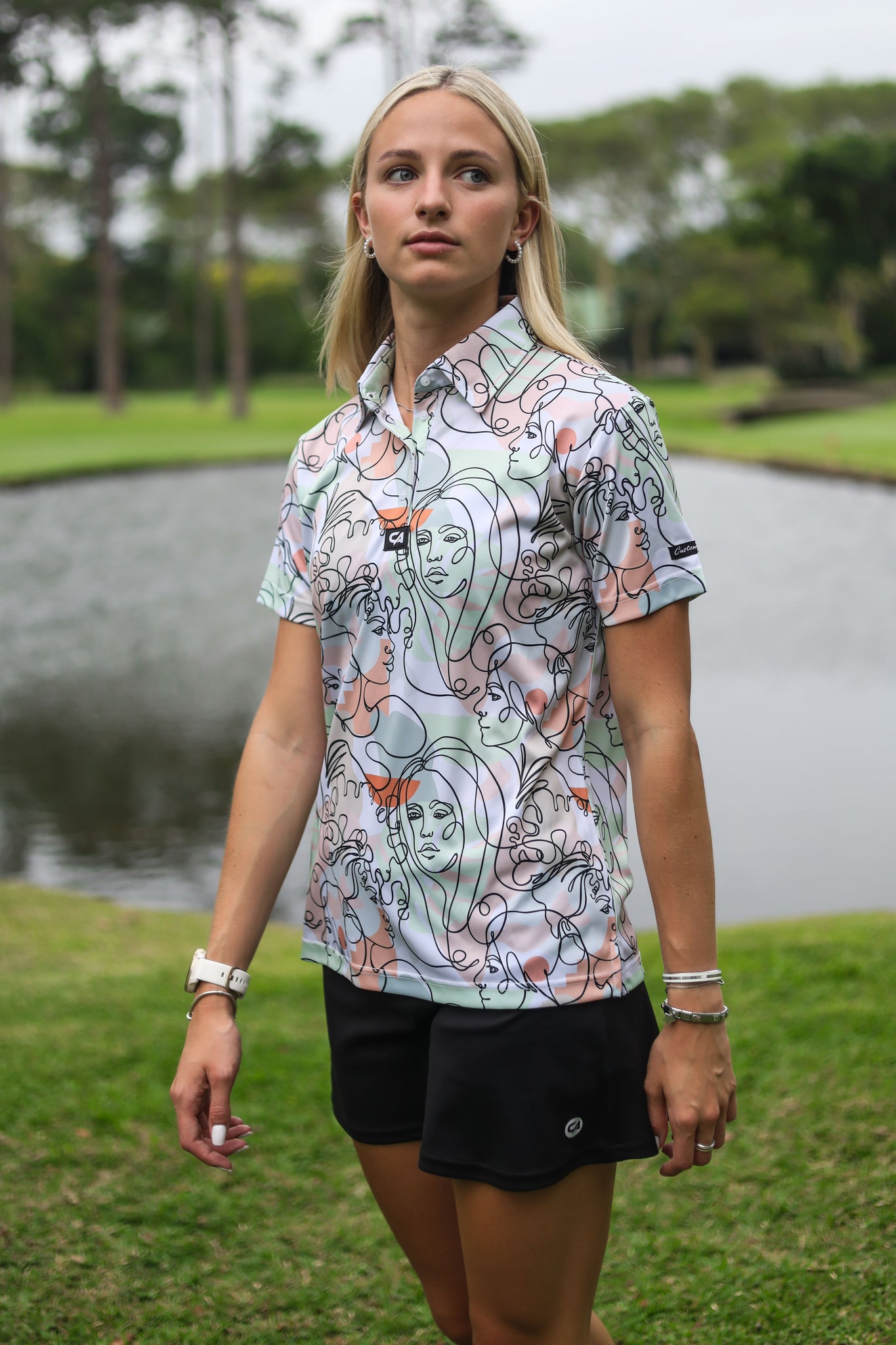 CA Ladies Funky Golf Shirt | Artistic Faces