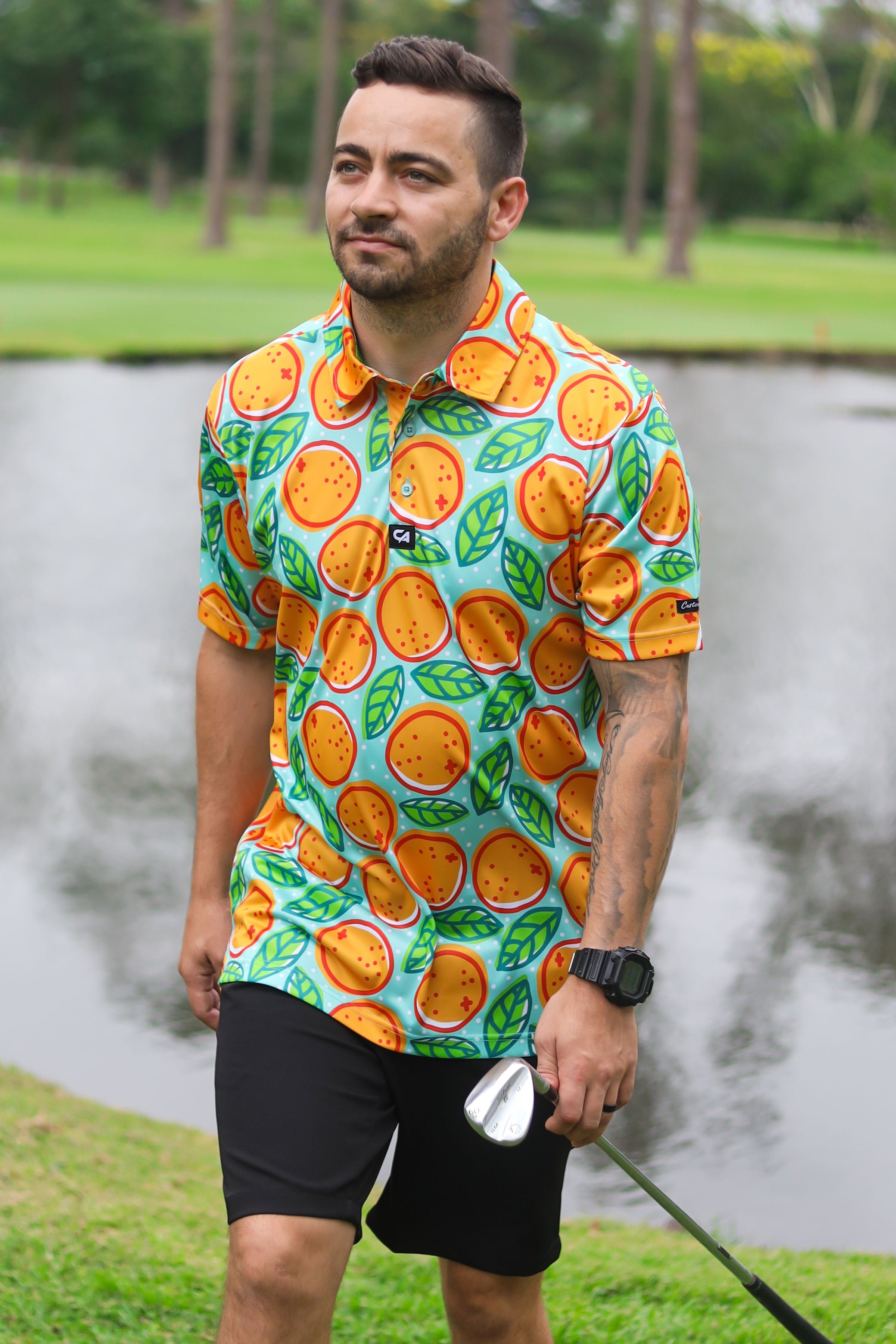 CA Funky Golf Shirt | Turquoise Oranges