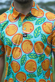 CA Funky Golf Shirt | Turquoise Oranges