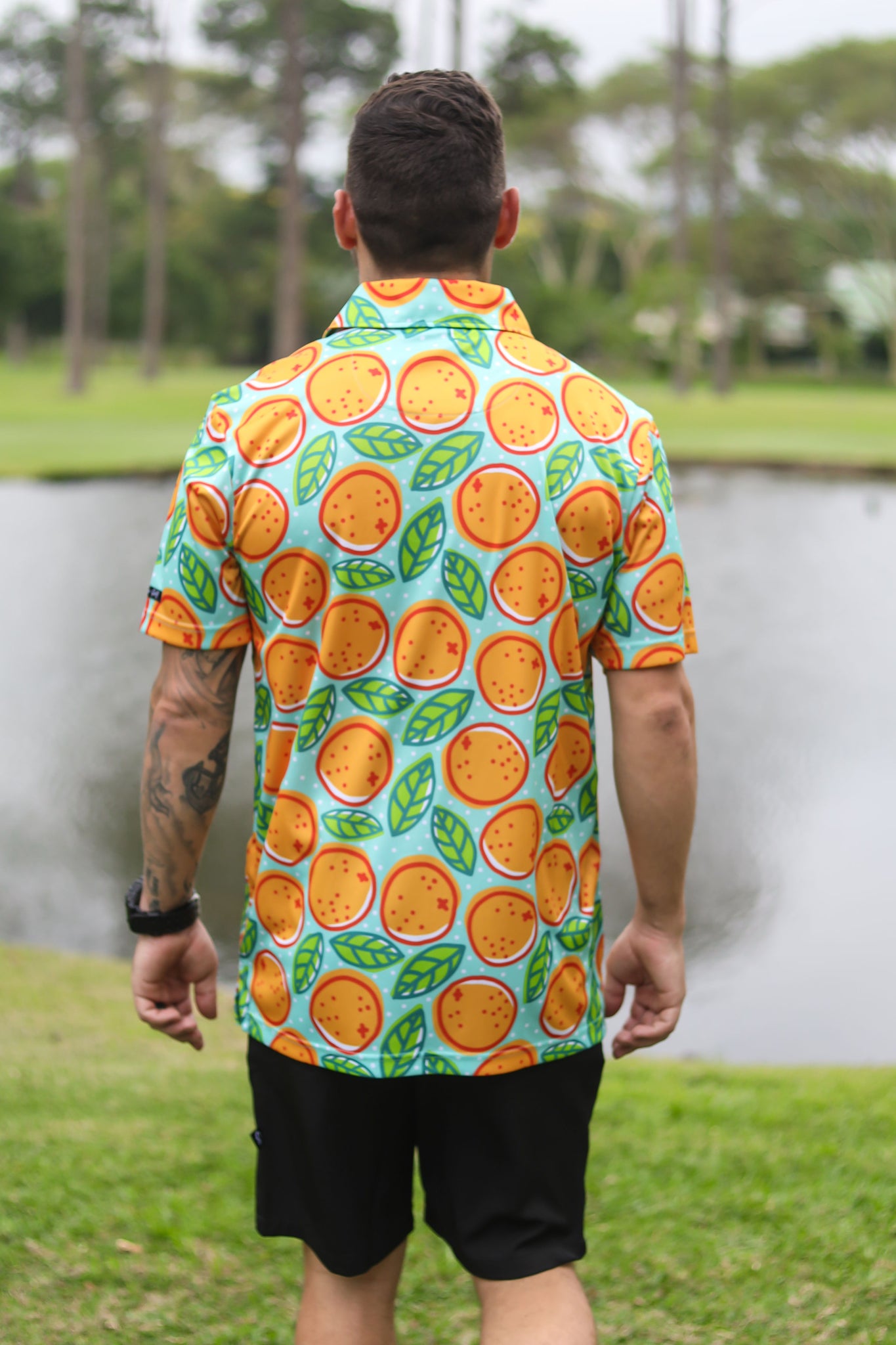 CA Funky Golf Shirt | Turquoise Oranges