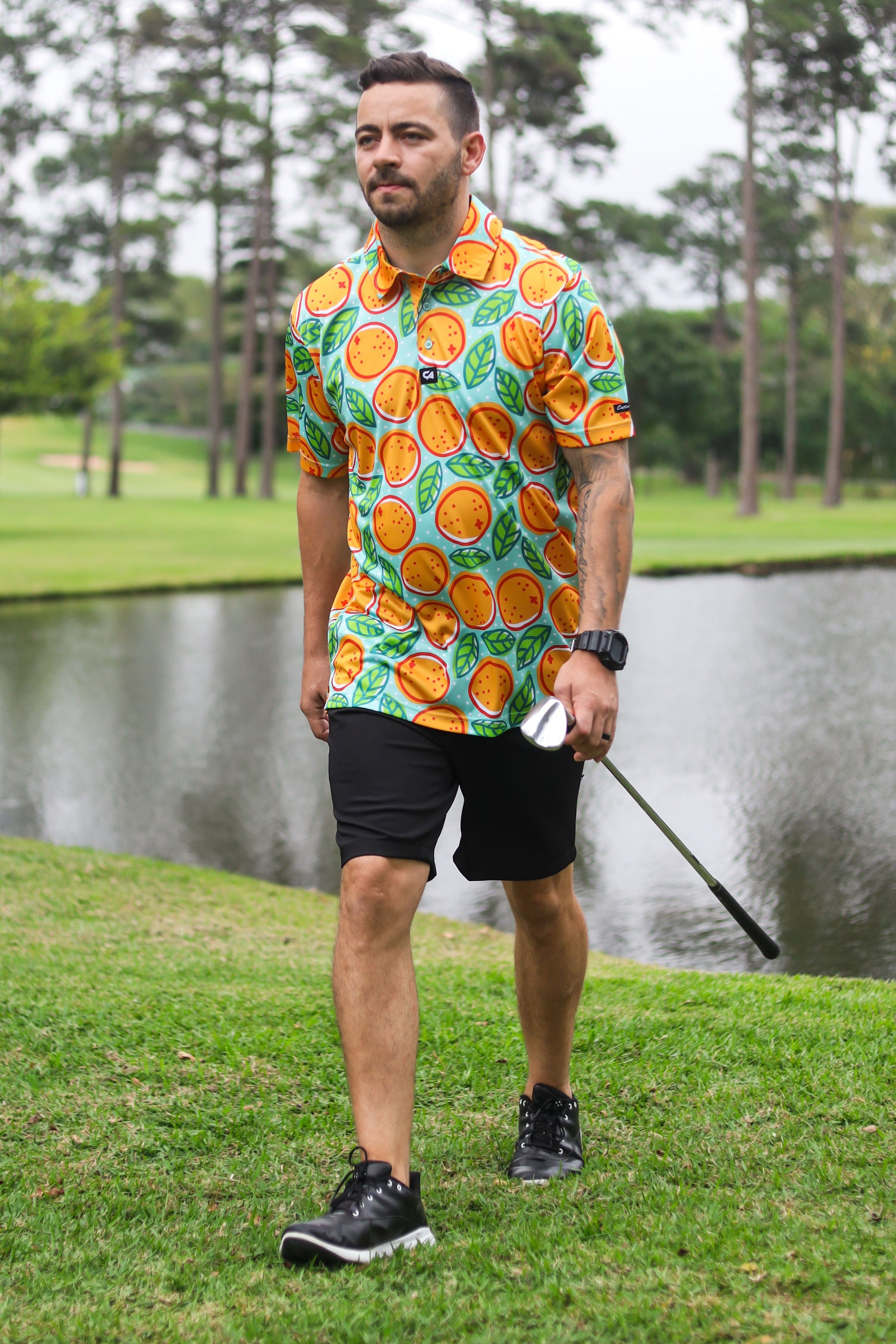 CA Funky Golf Shirt | Turquoise Oranges