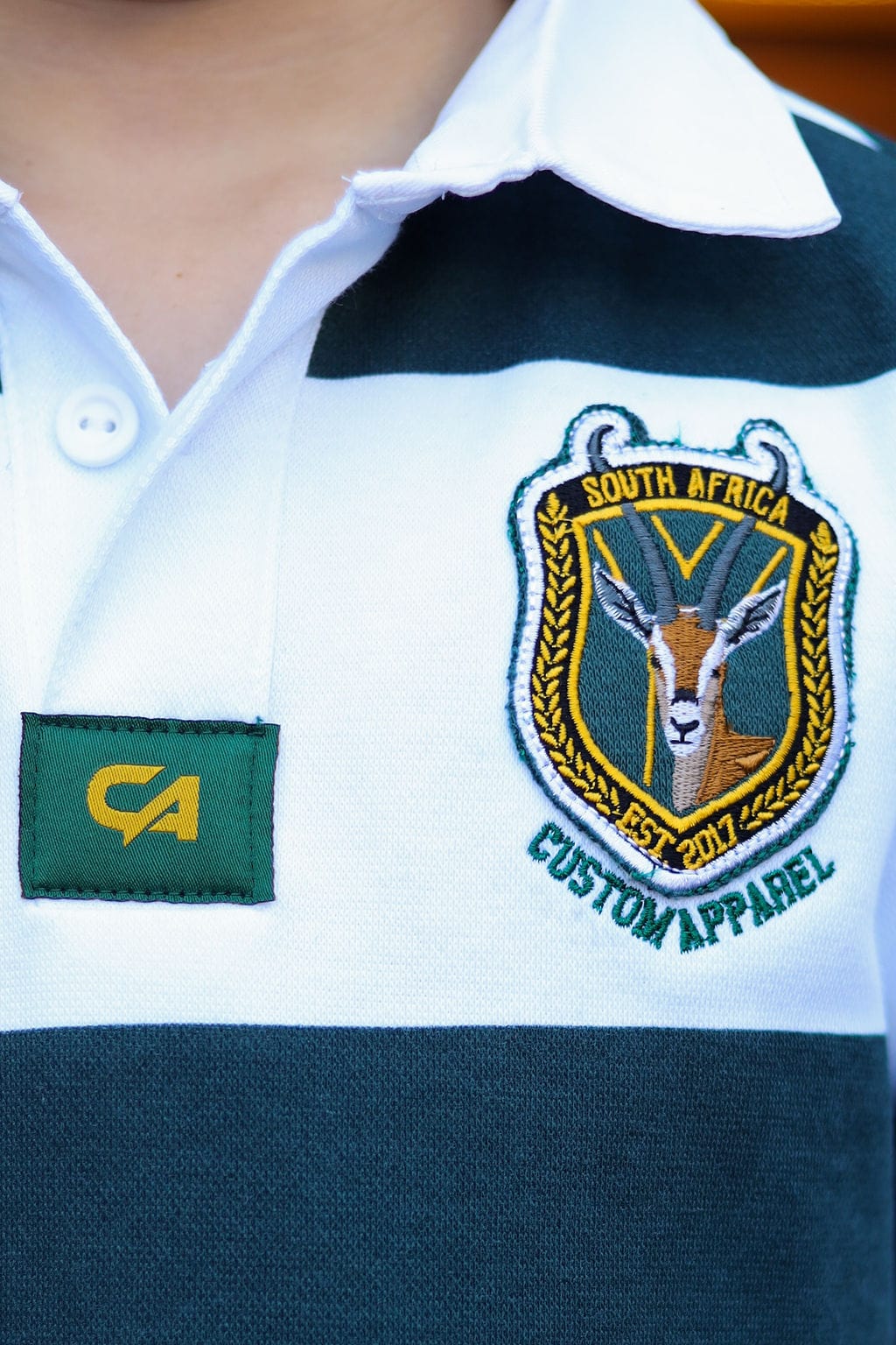 CA JNR Supporters Jersey S/S | White/Green Stripe