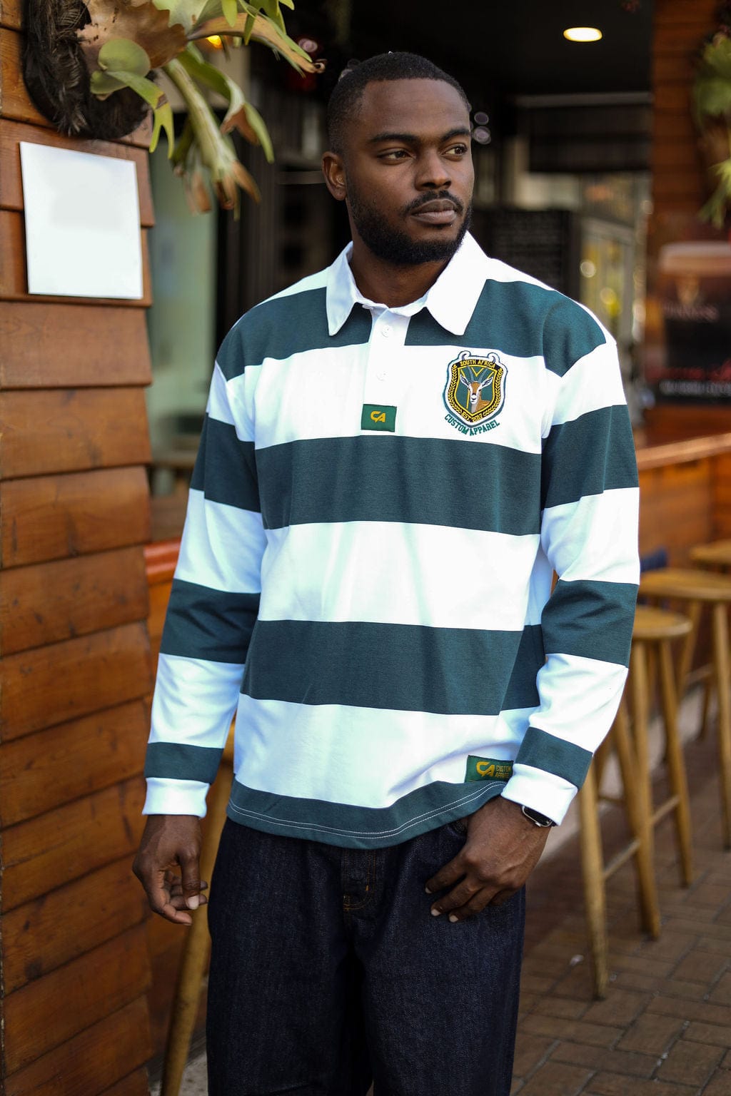 CA Supporters Jersey L/S | White/Green Stripe