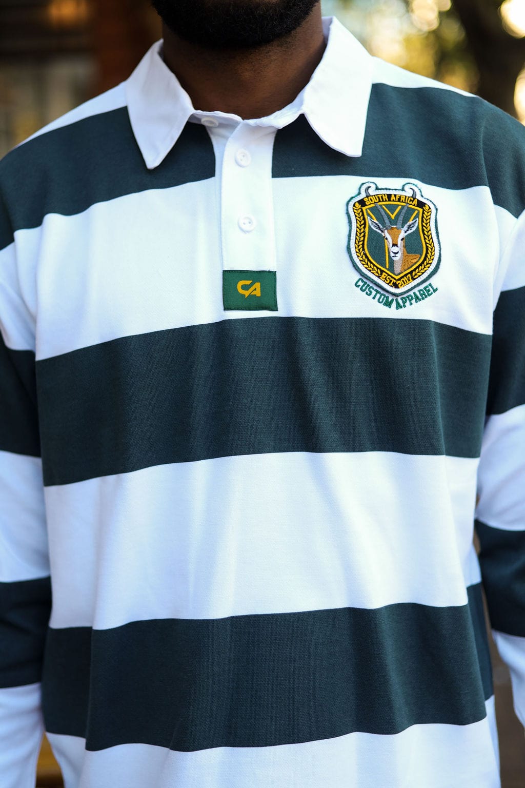 CA Supporters Jersey L/S | White/Green Stripe