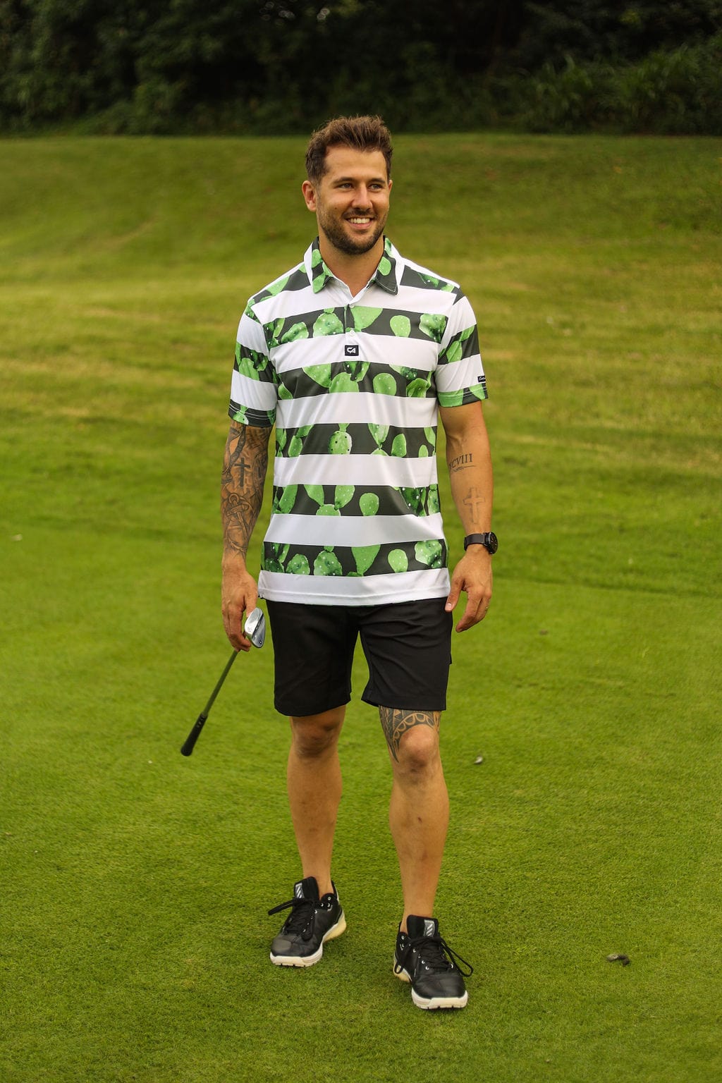CA Funky Golf Shirt | Cactus Stripes