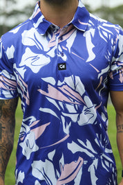 CA Funky Golf Shirt | Blue & Beige Floral
