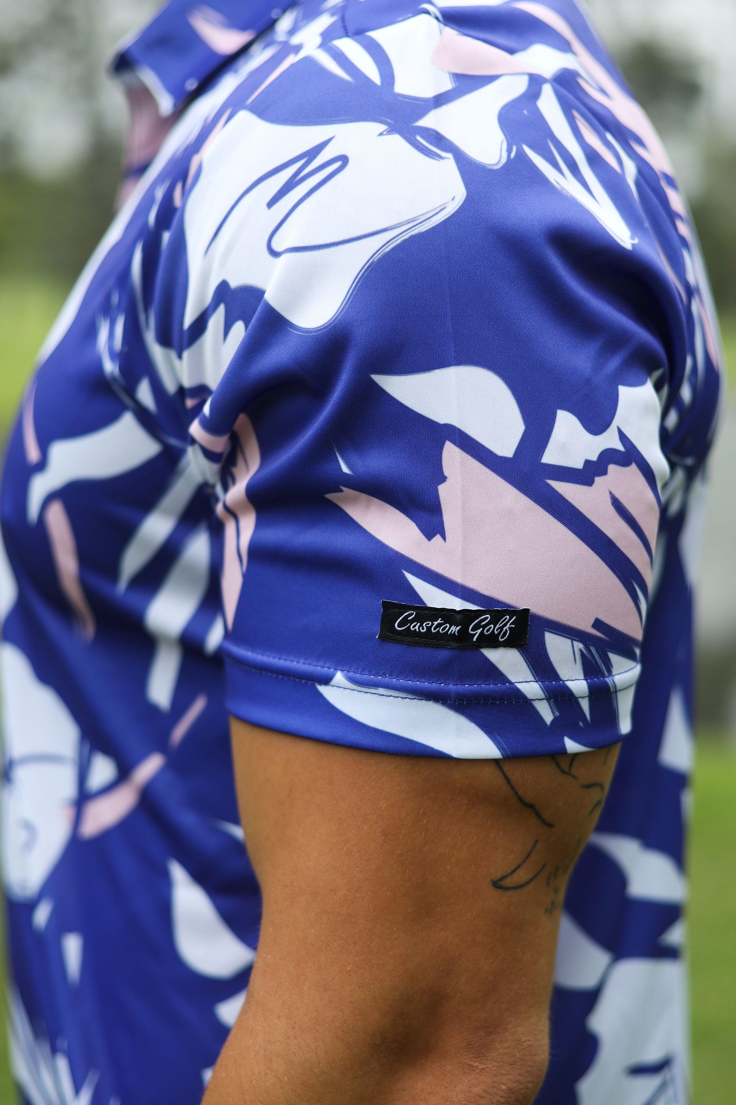 CA Funky Golf Shirt | Blue & Beige Floral