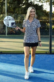 CA Ladies V-Neck Padel Shirt | Cheetah Chic