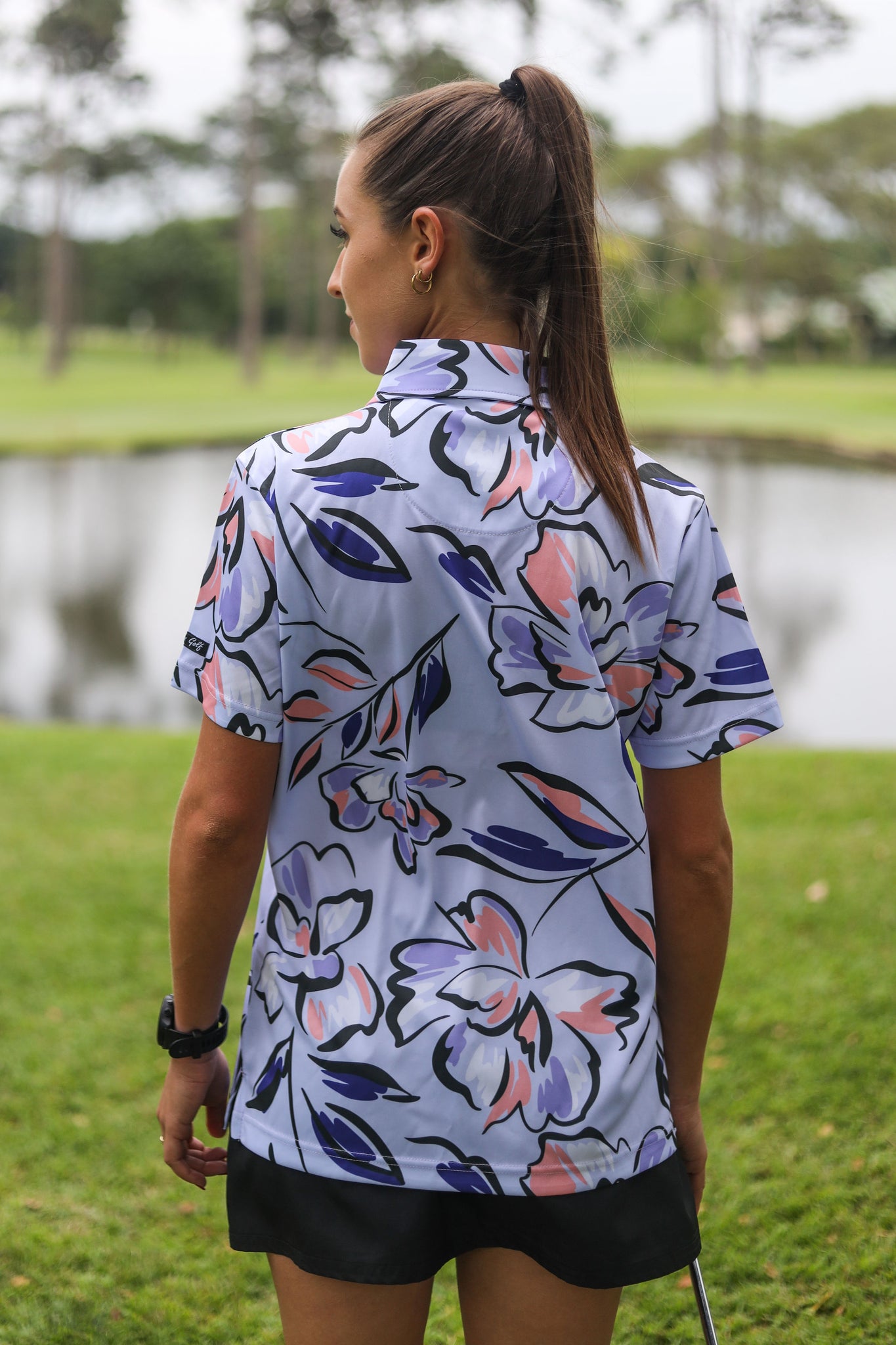 CA Ladies Funky Golf Shirt | Lilac Floral